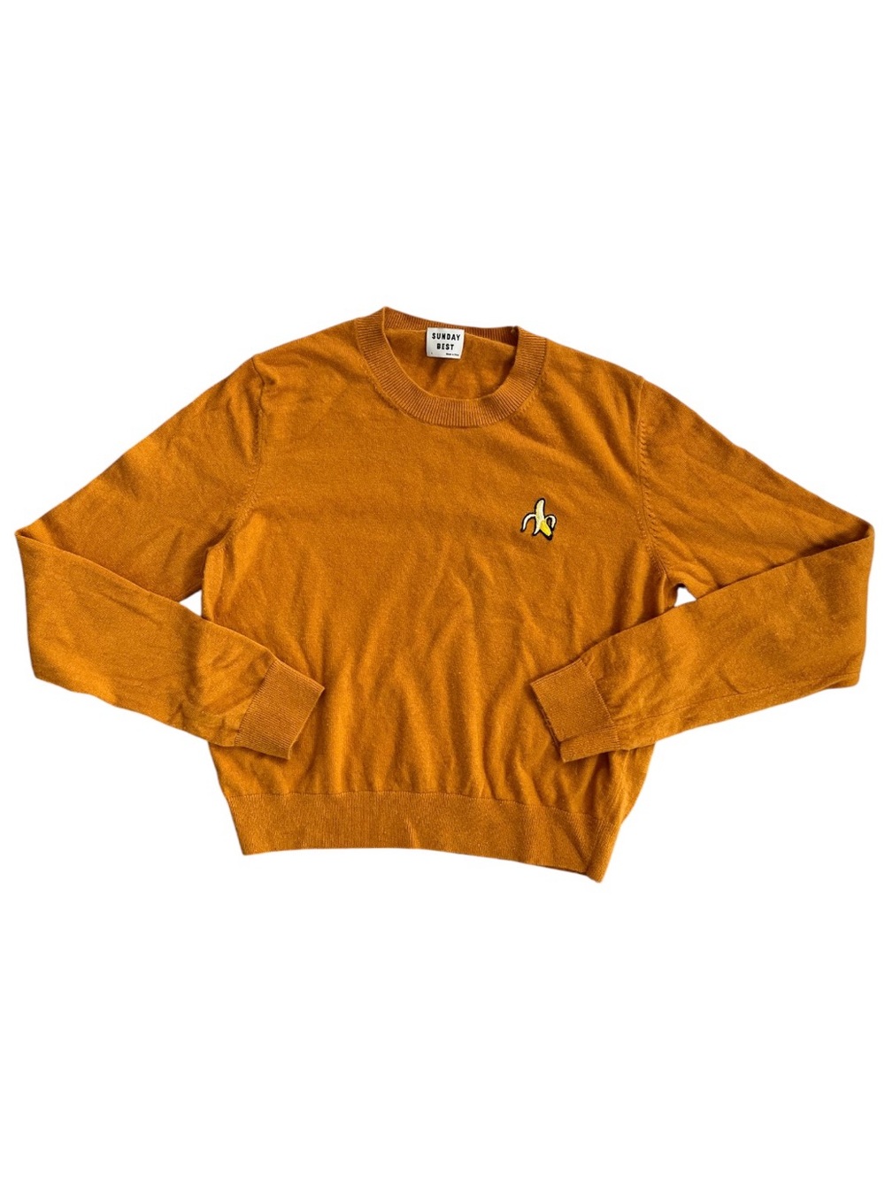 Sunday Best Aritzia Wool Alpaca Blend Crewneck Mustard Banana Patch Sweater - Picture 3 of 10